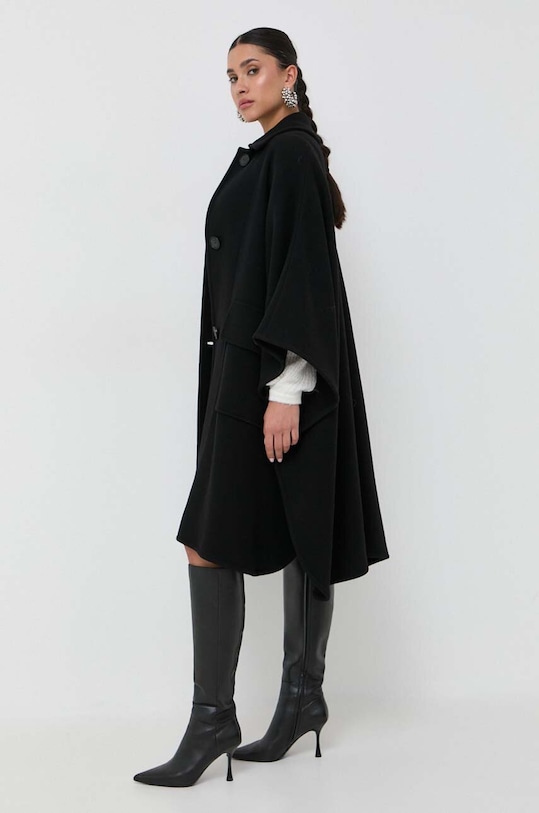 Pinko poncho wełniane bez kaptura czarny 101617.Y7DY