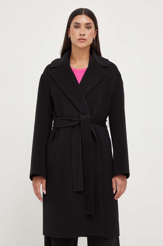 Pinko płaszcz wełniany bez kaptura czarny 101686.Y27P