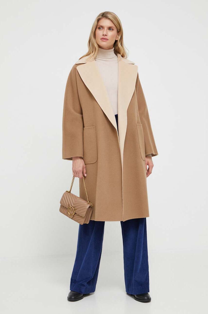 Ρούχα Μάλλινο παλτό διπλής όψης Weekend Max Mara 2350160239600 καφέ