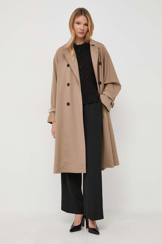 Weekend Max Mara trenci cu amestec de lână bej 2350260139600