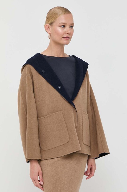 Dvostrana vunena jakna Weekend Max Mara bez tople podstave mornarsko plava 2350860439600