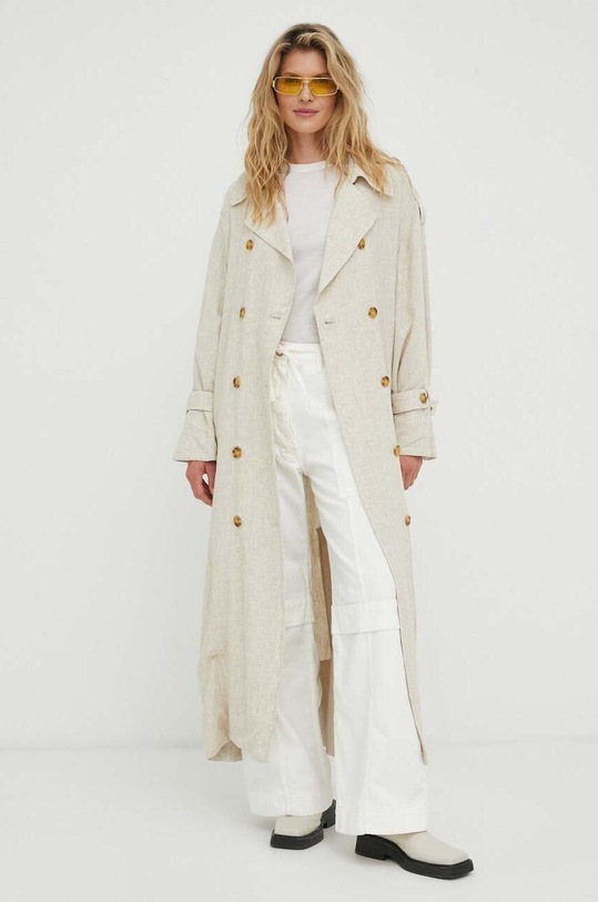 By Malene Birger trencz z domieszką lnu Alanise Q71694008 beżowy AW23