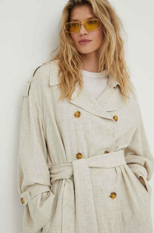 By Malene Birger trencz z domieszką lnu Alanise Q71694008 beżowy