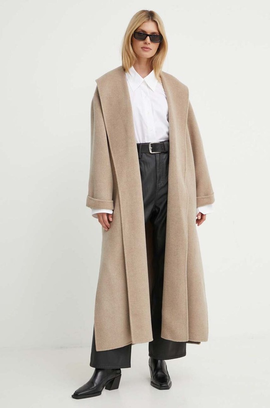 Вовняне пальто By Malene Birger Q71360005Z коричневий AA00