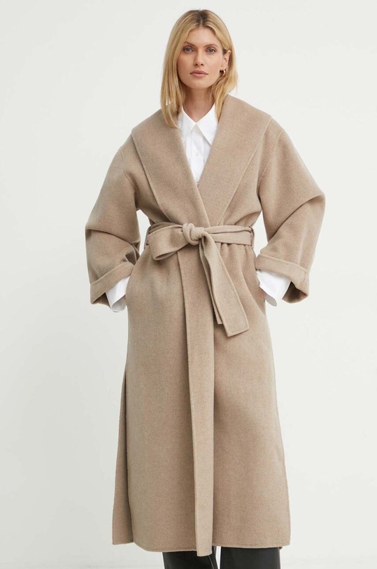 Вовняне пальто By Malene Birger коричневий Q71360005Z