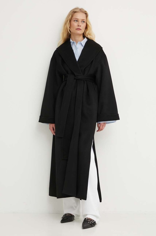 By Malene Birger płaszcz wełniany Q71360005Z czarny AA00