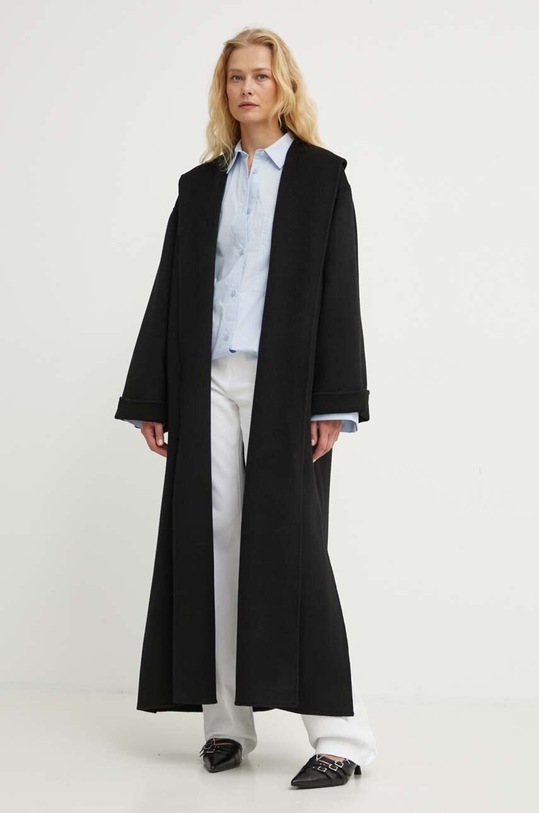 Μάλλινο παλτό By Malene Birger μαύρο Q71360005Z
