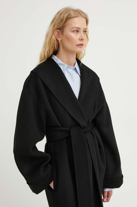 By Malene Birger płaszcz wełniany Q71360005Z czarny