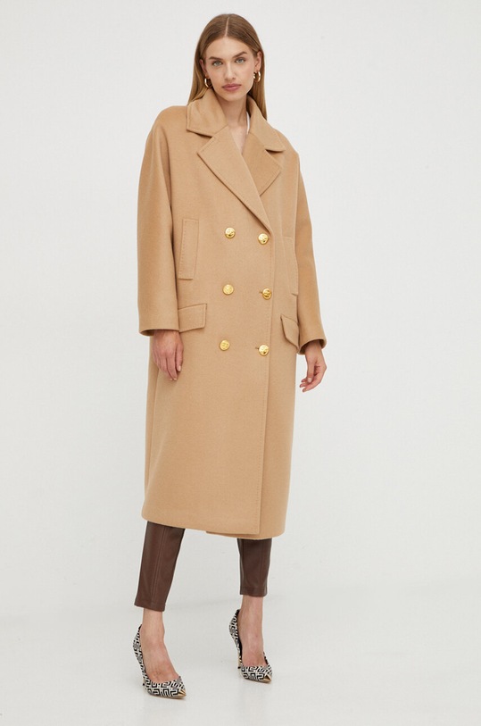 Elisabetta Franchi płaszcz wełniany CP44D36E2 beżowy