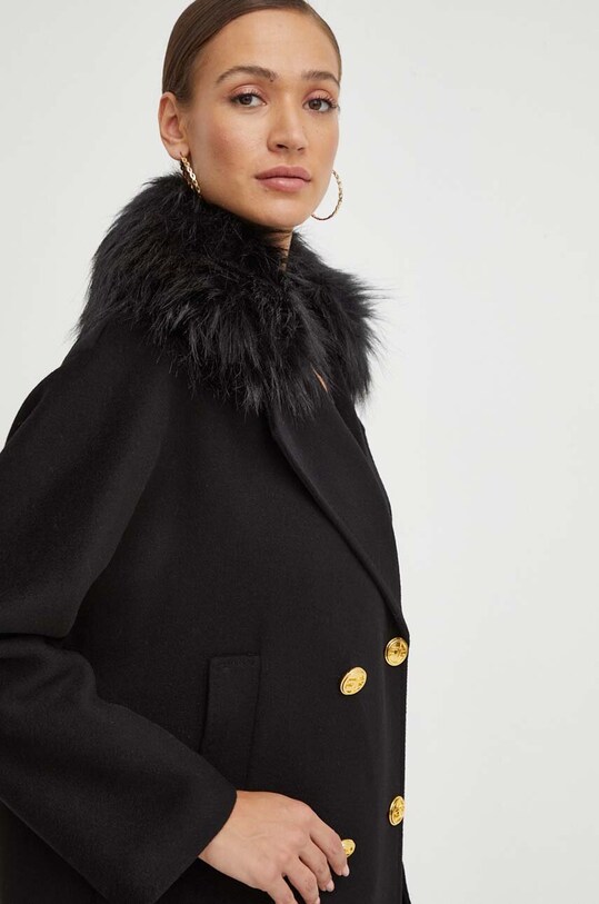 Elisabetta Franchi płaszcz wełniany CP44D36E2 czarny