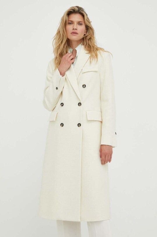 Day Birger et Mikkelsen płaszcz z domieszką wełny bez kaptura beżowy DAY65242615