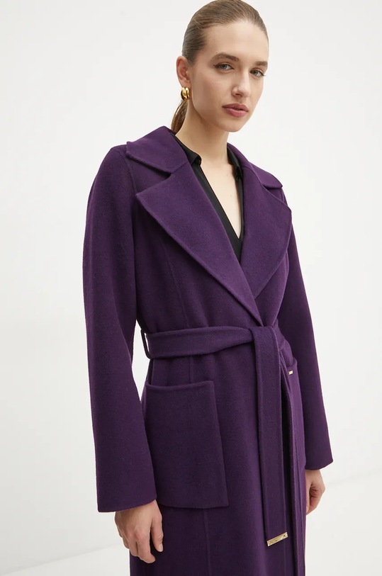 Μάλλινο παλτό MICHAEL Michael Kors μωβ 77C5935M22