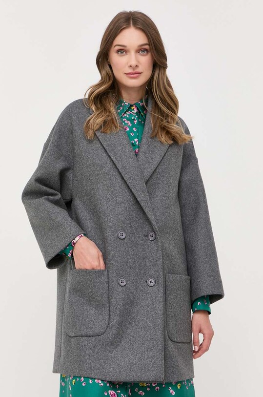 Red Valentino płaszcz wełniany bez podszewki szary 3R3CA1594H5