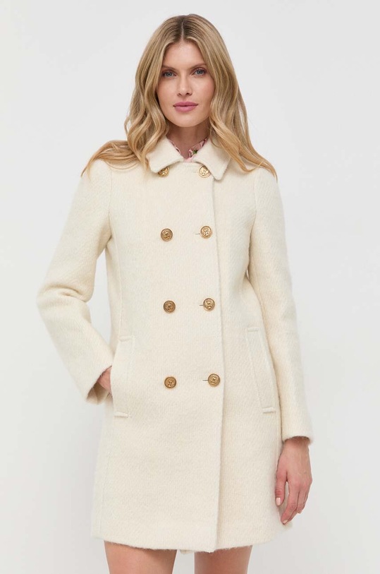 Red Valentino płaszcz wełniany bez podszewki beżowy 3R3CAA556V2