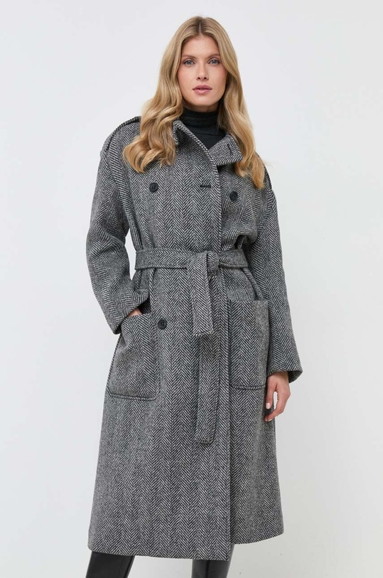 Red Valentino płaszcz wełniany bez kaptura szary 3R3CAG056UN