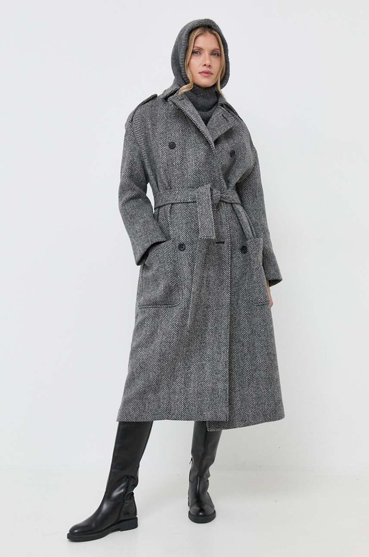 Red Valentino płaszcz wełniany szary 3R3CAG056UN