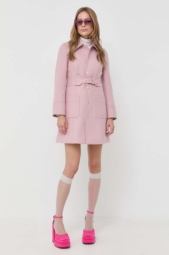 Red Valentino płaszcz wełniany bez kaptura różowy 3R3CAG14497