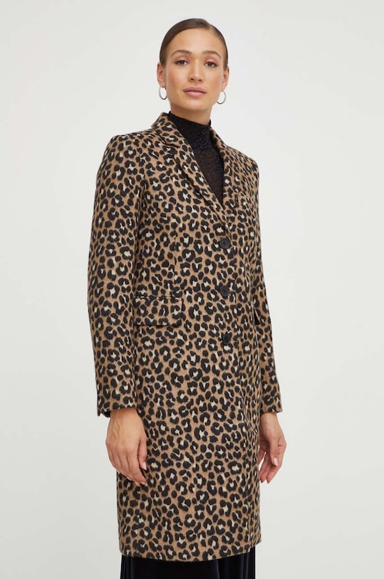 Παλτό από μείγμα μαλλιού MICHAEL Michael Kors MF3207UA4C καφέ AW23