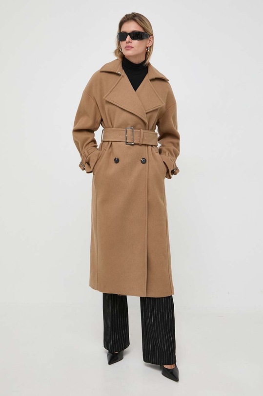 MICHAEL Michael Kors płaszcz wełniany bez kaptura brązowy 77C6316M12