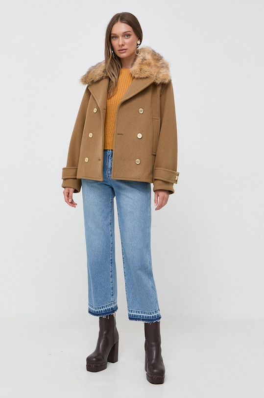 MICHAEL Michael Kors kurtka wełniana bez kaptura brązowy MF320B6F8P