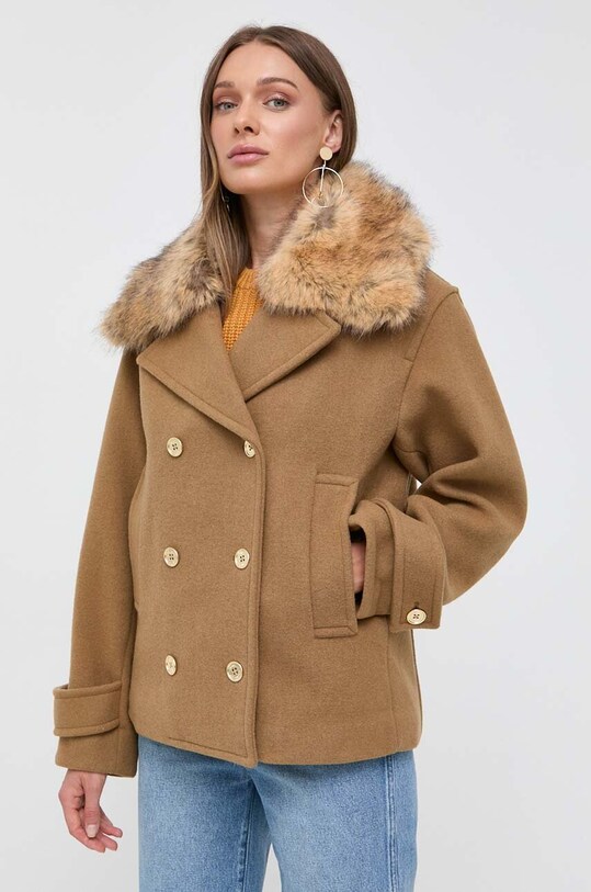 Vlnená bunda MICHAEL Michael Kors MF320B6F8P hnedá AW23