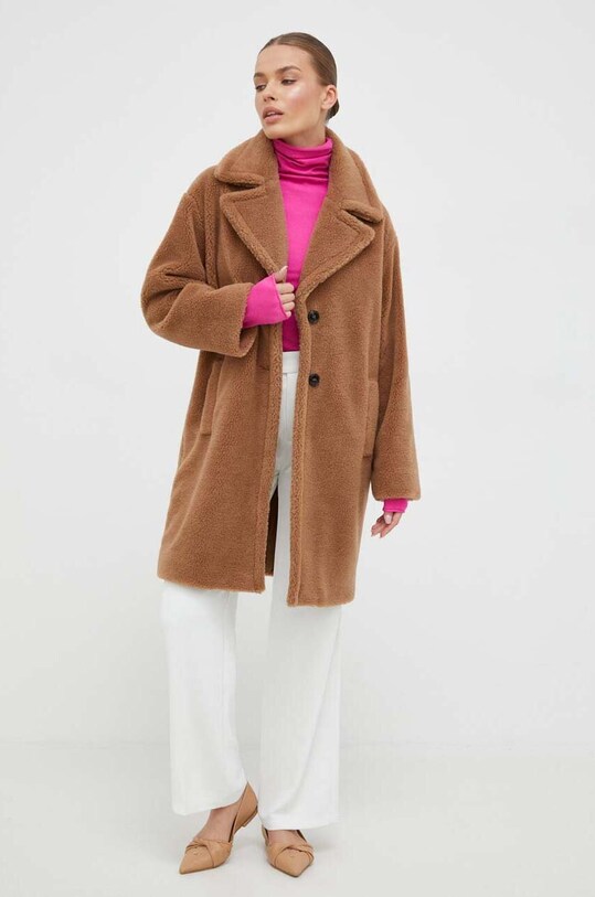 Παλτό από μείγμα μαλλιού Marella 2339060138200 καφέ AW23
