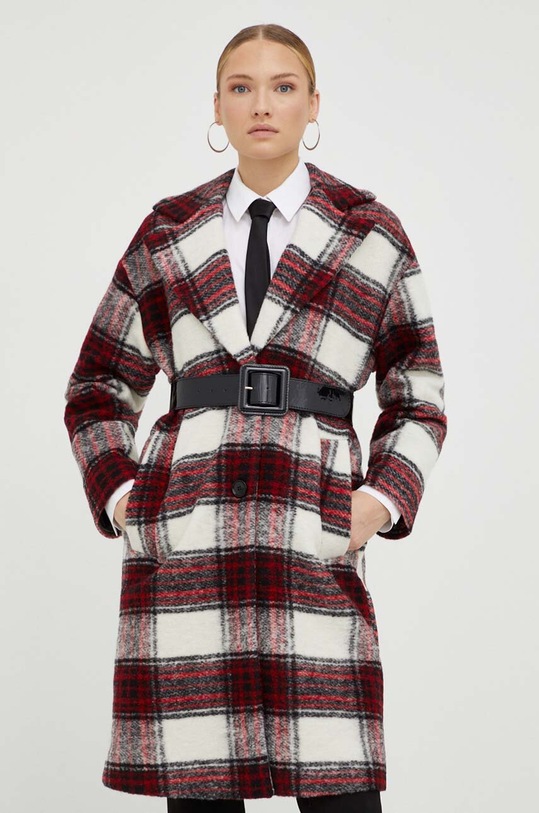 Вовняне пальто Liu Jo з підкладкою бордо MF3122.J4577