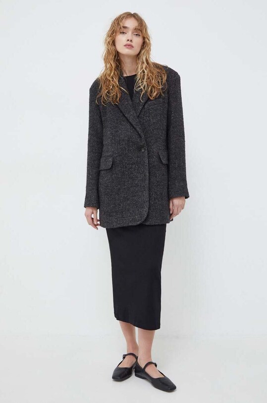 Herskind palton de lana cu captuseala gri 4902955