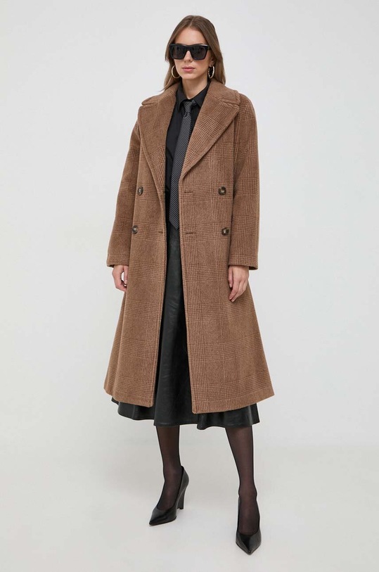 Weekend Max Mara płaszcz wełniany bez kaptura brązowy 2350160733600