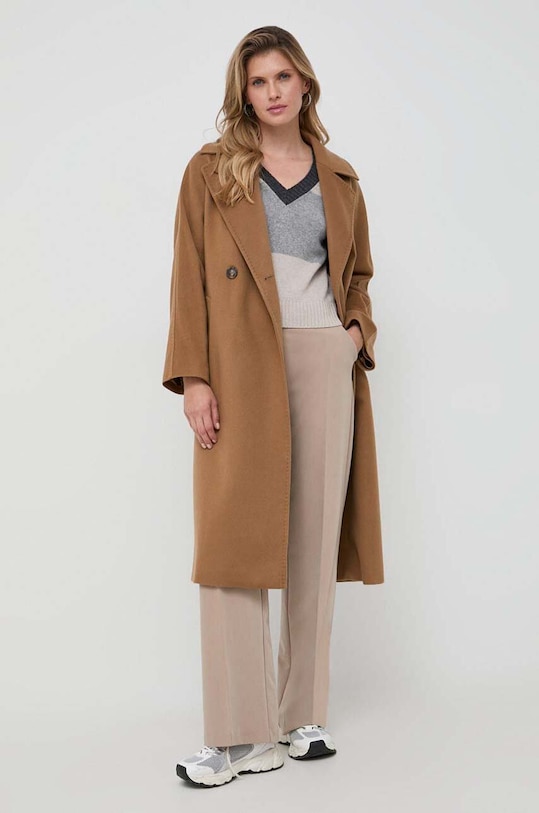 Weekend Max Mara płaszcz kaszmirowy brązowy 2350161033600