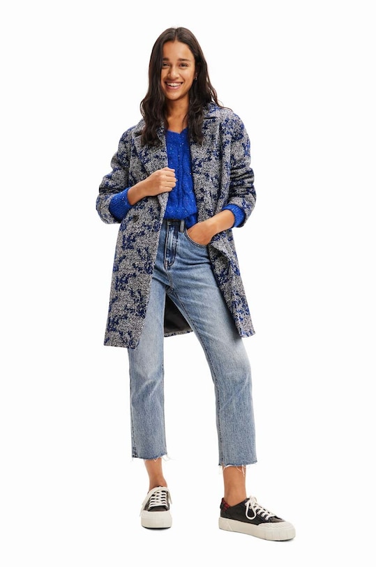 Desigual cappotto 23WWEWA9 WOMAN WOVEN OVERCOAT transitorio blu navy 23WWEWA9