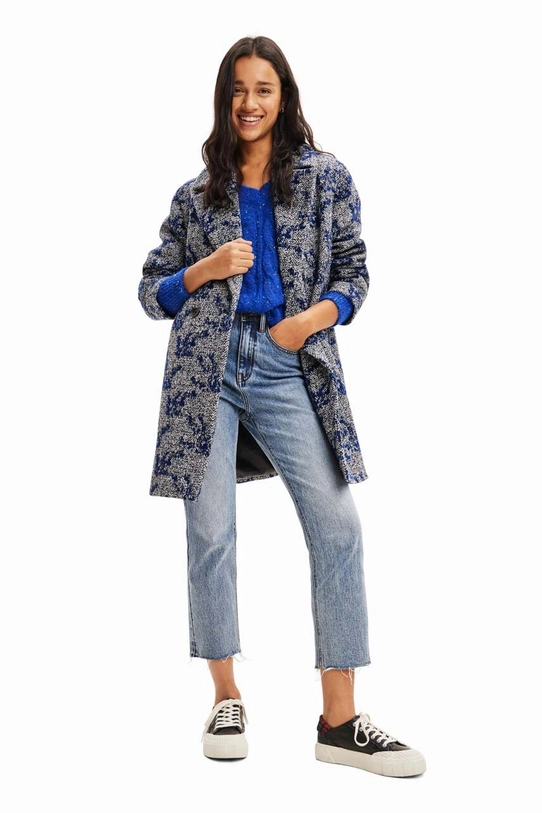 Kaput Desigual 23WWEWA9 WOMAN WOVEN OVERCOAT Planet friendly mornarsko plava 23WWEWA9