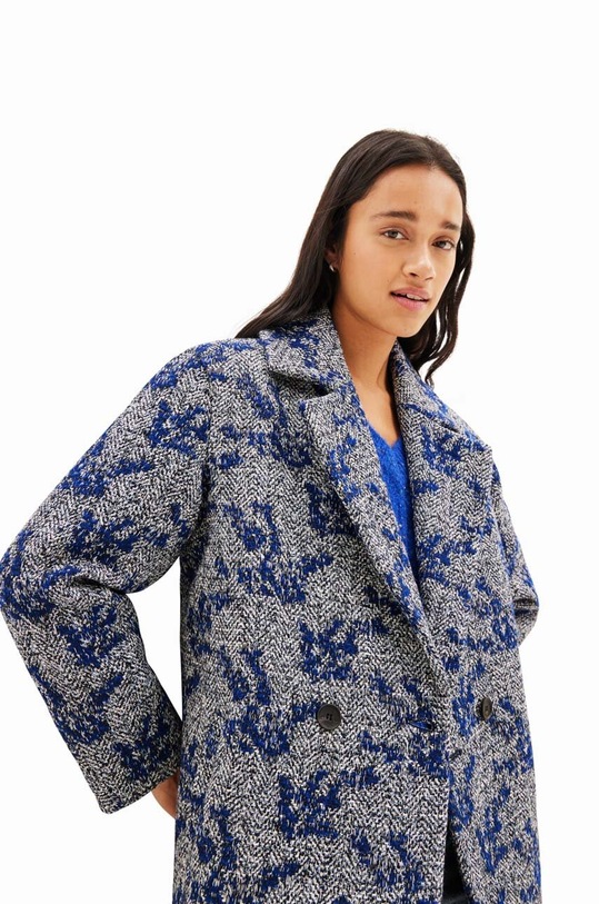 Odjeća Kaput Desigual 23WWEWA9 WOMAN WOVEN OVERCOAT 23WWEWA9 mornarsko plava