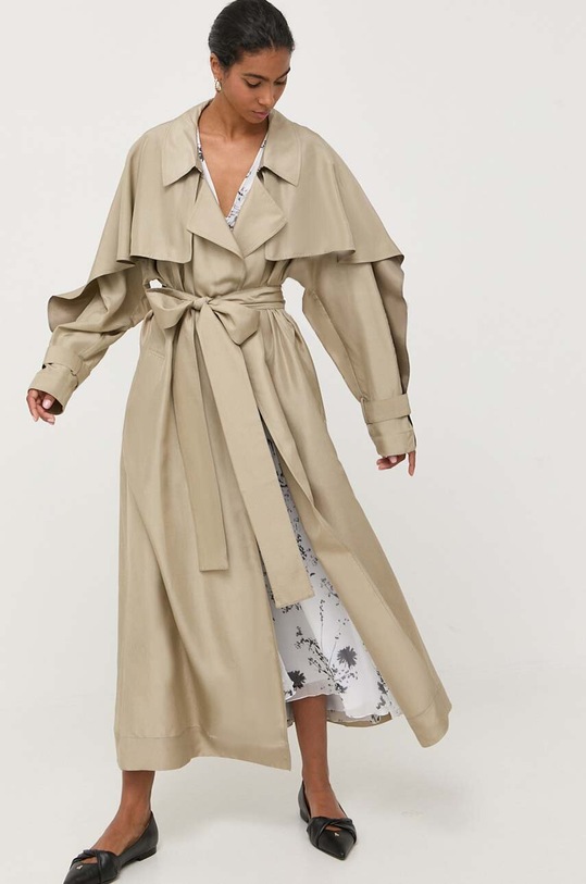 Hodvábny kabát Victoria Beckham 1323WCT004734A zelená AW23