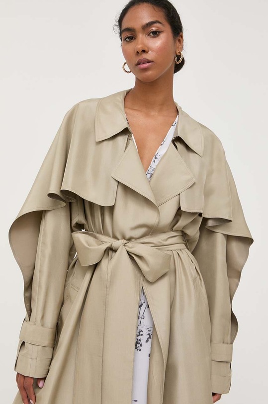 Hodvábny kabát Victoria Beckham zelená 1323WCT004734A