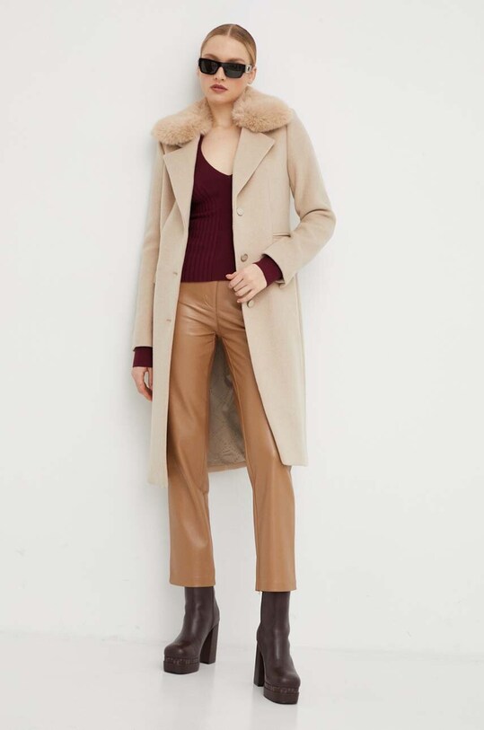 Παλτό από μείγμα μαλλιού Guess W3BL20.WFIH2 μπεζ AW23