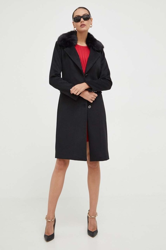 Παλτό από μείγμα μαλλιού Guess W3BL20.WFIH2 μαύρο AW23