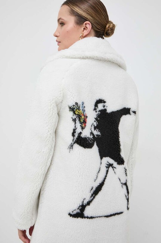 Guess płaszcz Guess x Banksy W3BL67.WF8R2 biały
