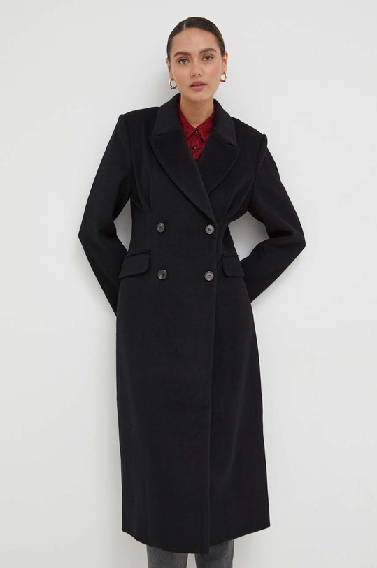 Μάλλινο παλτό Notes du Nord μαλλί μαύρο 13311