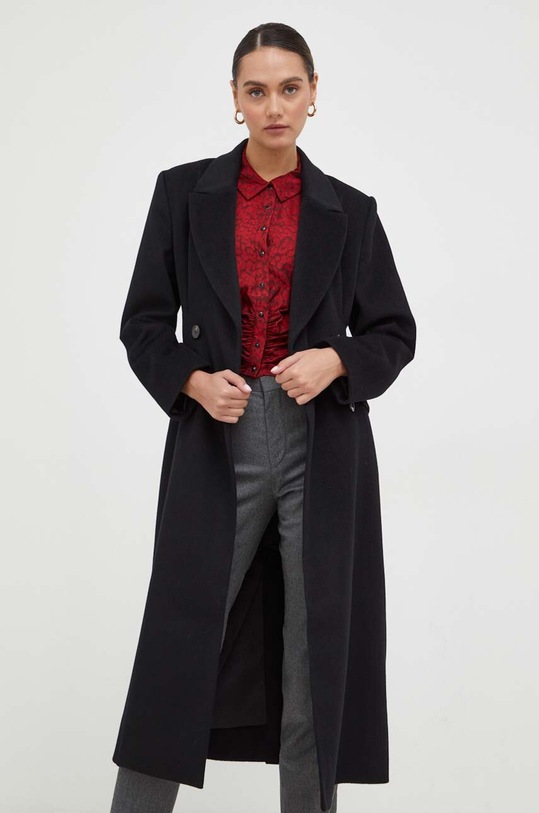 Μάλλινο παλτό Notes du Nord μαύρο 13311
