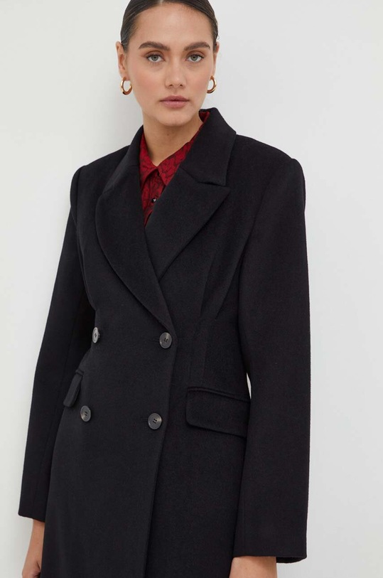 Μάλλινο παλτό Notes du Nord 13311 μαύρο