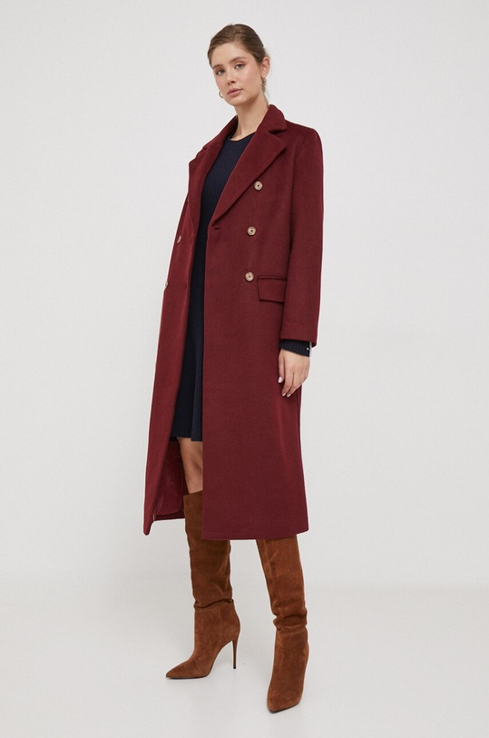 Pepe Jeans płaszcz wełniany PL402254.299 bordowy AW23