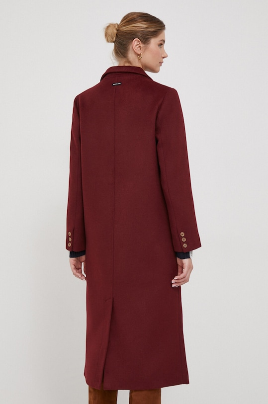 Odzież Pepe Jeans płaszcz wełniany PL402254.299 bordowy
