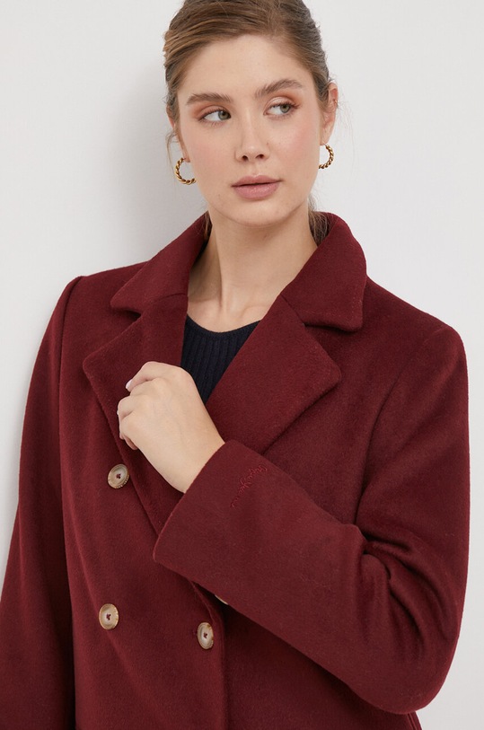 Pepe Jeans płaszcz wełniany bordowy PL402254.299