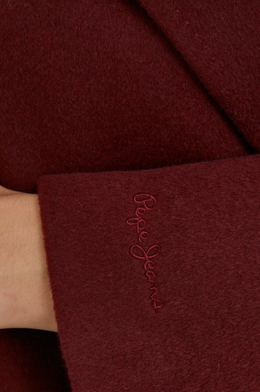 Pepe Jeans płaszcz wełniany PL402254.299 bordowy