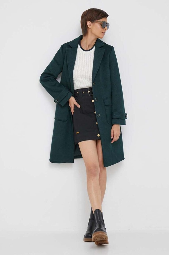 Вълнено палто Pepe Jeans Nica PL402278.692 зелен AW23