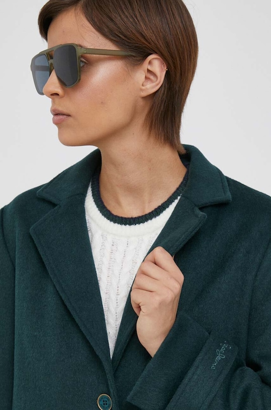 Вълнено палто Pepe Jeans Nica зелен PL402278.692