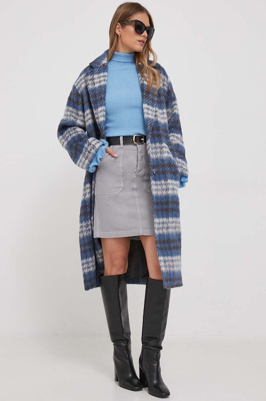 Pepe Jeans płaszcz z domieszką wełny PL402298.0AA niebieski AW23