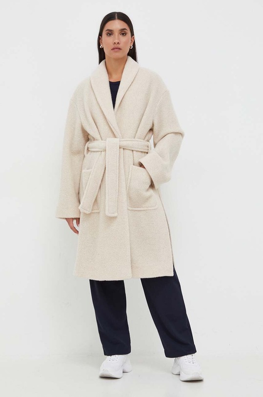 Μάλλινο παλτό Max Mara Leisure μαλλί μπεζ 2339060136600