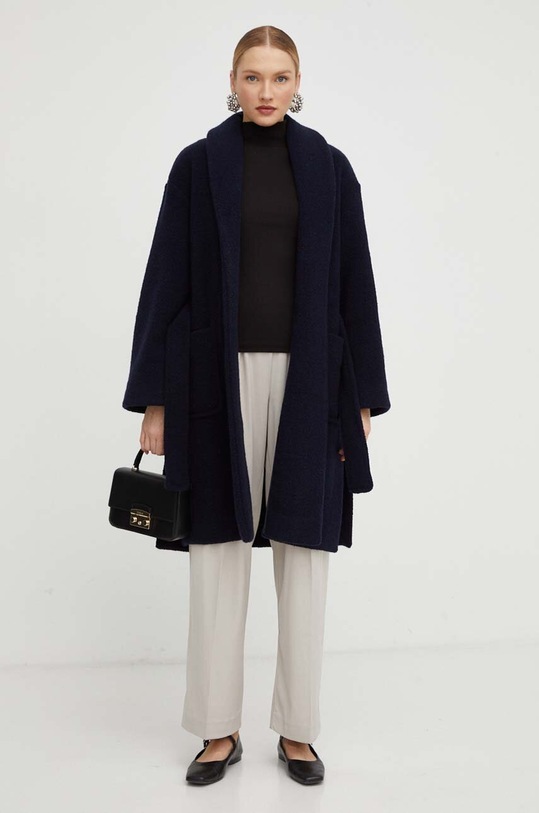 Μάλλινο παλτό Max Mara Leisure 2339060136600 σκούρο μπλε AW23